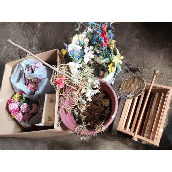 Outdoor Pots- Largest 16" Diameter, 13 T, Basket 18 W, 11 D, 12 T, Artificial Flowers and More!