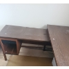 Image 2 : Vintage L Shaped Desk 63 D/ 59.5 W, 17.5 T/ 30 D, 25/ 28 T w/ File Cabinet Drawer