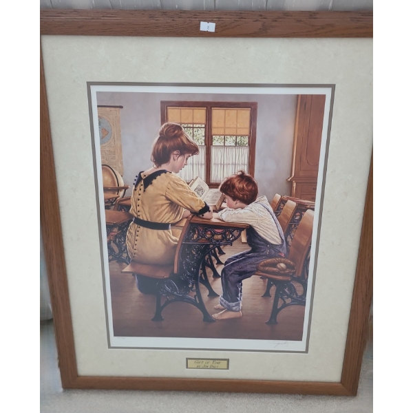 Numbered Print 201/ 950 "Gift of Time", Artist: Jim Daly, Framed Under Glass 23.5 X 28