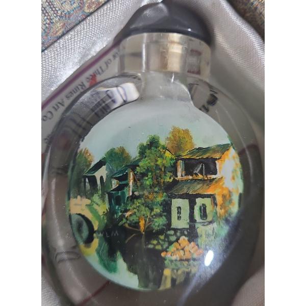 Artist: Wang Jiming "Girl & Her Goat" Wang Xisan Ji School Reverse Painting Snuff Bottle