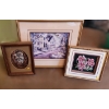 Image 1 : Layered Paper Relief Art: Raccoon 12 X 15, Oak Lake Inn 26.5 X 22.5, Flowers 17 X 14.5