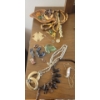 Image 1 : Vintage Fashion Accessories w/ Hand Carved Trinket Dish 4L - String of Wooden Beads Stone Pendants &