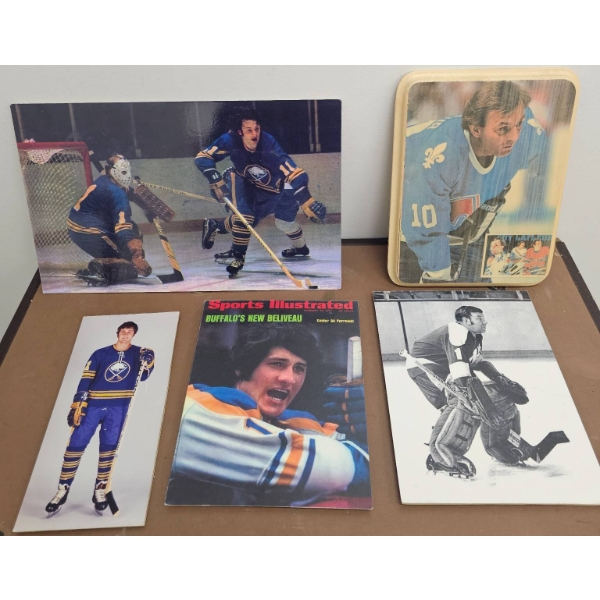 Vintage Buffalo Sabres Memorabilia Featuring Photographs and Sports Illustrated Issue