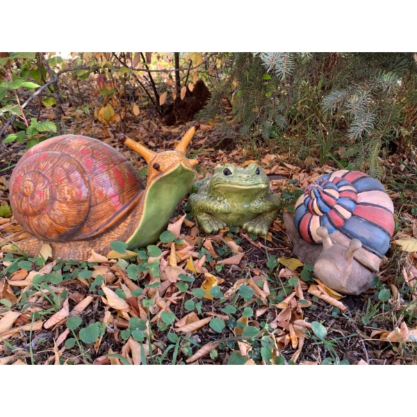 Ceramic Hand Painted Snails and Frog