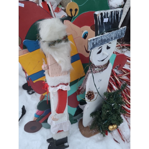 Outdoor Holiday Decor Includes: Candy Canes, Tallest: Santa Painted Wooden Cutout 45 T and More!