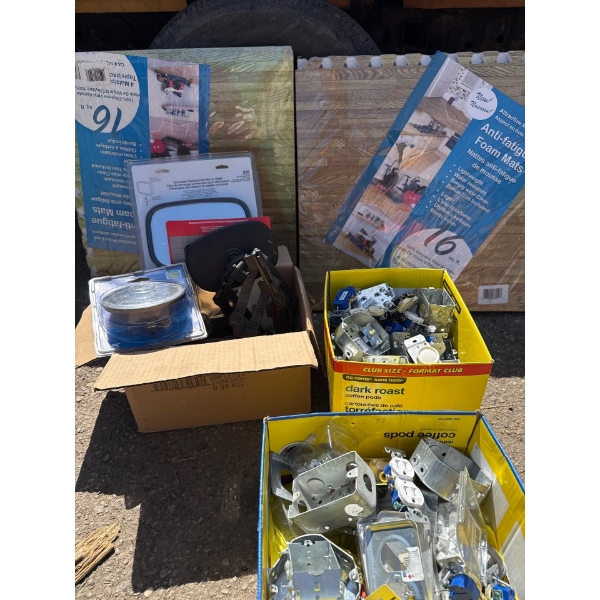 Electrical supplies,replacement mirrors, anti fatigue mats (new)