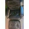 Image 2 : Black Leather Chair 29 W, 23 D, 38 T and Footstool 20 W, 16 D, 14 T 