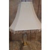 Image 2 : Pair of Decorative Lamps w Beaded Lampshades. 16 w, 16 l, 31 h to top of Finial