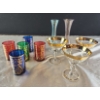 Image 1 : Vintage Collection of Drinkware/Glassware In Striking Colors and Gold Leaf Accents