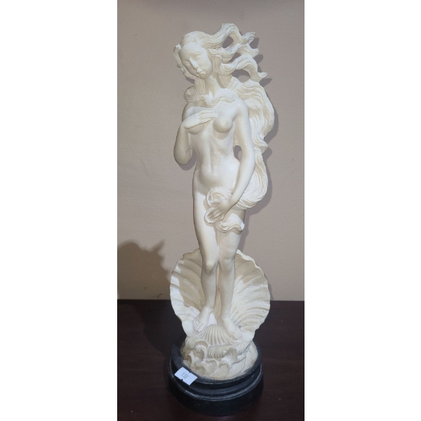 Carved Alabaster Stone Venus Statue 4" Diameter Base, 14 T (Made in Italy)