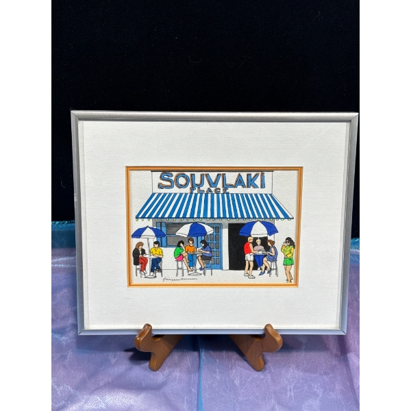 Signed Souvlaki Place Original Ink 7Wx4.5H