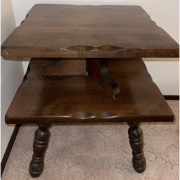 Solid Walnut 2 Tiered End Table 20x20x24