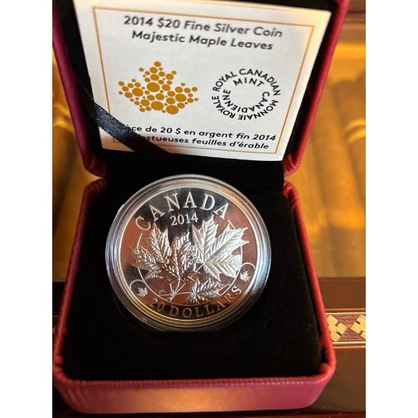 2014 $20 Majestic Maple Leaves - Pure Silver Coin

