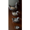 Image 2 : Heavy Pewter and Brass Duck Trinket Boxes, 4 Pieces, Hong Kong  - Lg is 8W, 6.5T 