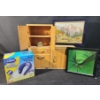 Image 1 : Relax and Enjoy! Fun Wall Art, LIKE-NEW Dr.Scholl's Neck Massager and Mini Creative Cabinet