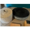 Image 4 : C.S. Osborne hardwood webbing stretcher tools, tacks, and roll of natural burlap/ jute / stretch web