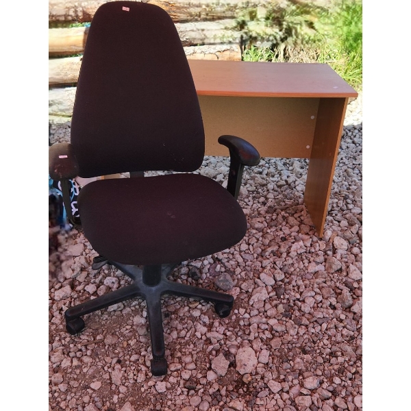 Small Utility Desk 42 W, 20 D, 29 T and Adjustable Chair 26 W, 20 D, 43 T 