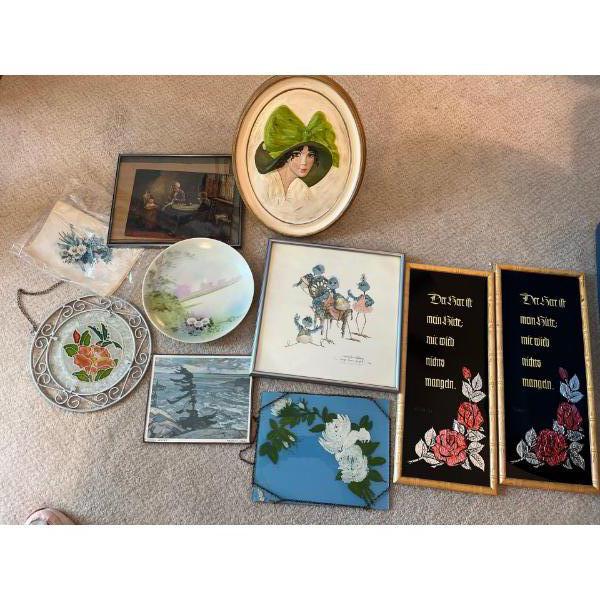 several small framed pieces of art made from different materials and styles 10 pieces 