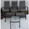 Image 1 : 3 Patio Chairs 2 Foot Stools & 1 Side Table 35"Tall