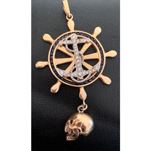 14K Yellow Gold Pirate Pendant 2.5T - 17.1g 