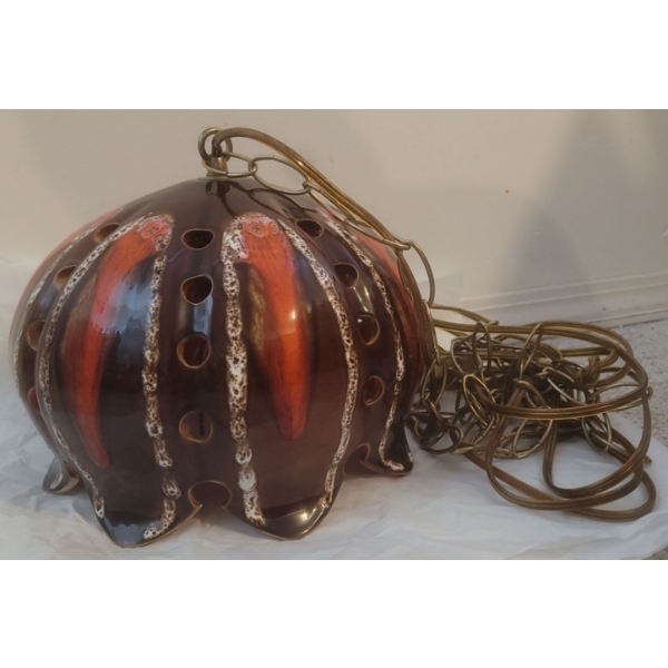 Vintage Swag Lamp  Brown & Orange w/ flower shape