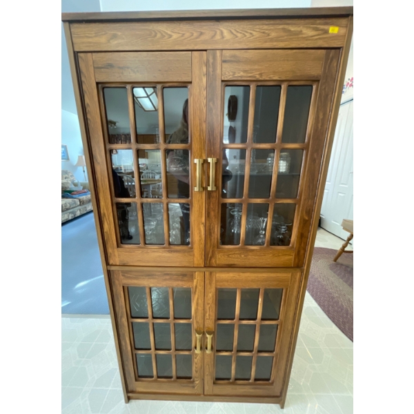 Bakers Cabinet - Dual Compartments 30x17x60 Brass Accents 