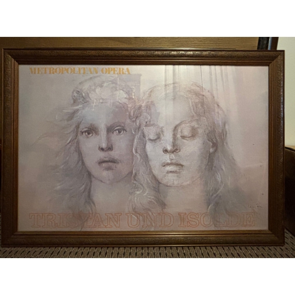  Beautifully Framed Tristan und Isolde poster, signed by Leonor Fin New York . Retail $600 