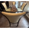 Image 3 : 5 Piece Contemporary Dining Set w/ Glass Top & Genuine Leather Upholstery