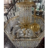 Image 2 : Extra Large Luxury Bell Shaped Ornate Crystal Chandelier w/Gold-toned Frame- Cascading Prisms