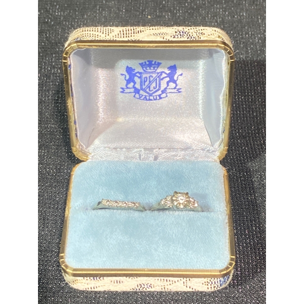 White Gold Diamond Engagement and Wedding Ring Set in Presentation Box