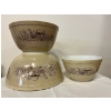 Image 1 : Vintage Pyrex Nesting Bowls (3pcs): Forest Fancies #401 (S), #402(M) & #403(L)