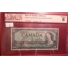 Image 1 : Certified Bank of Canada 1954- $1 Bill U/M4555555- BC-37b-i/ Very Good 8