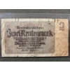 Image 1 : 1923 Weimar Republic 2 Rentenmark Note with Watermark