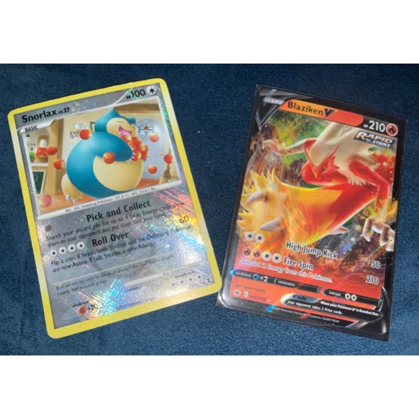 Pokeman Trading Card Game Cards ft/ Snorlax & Blaziken V Cards