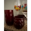 Image 5 : Hand Painted Wine Glasses (Some Fade/Peeling),  Gold Trimmed Decorative Glasses, Ruby Red Goblets  