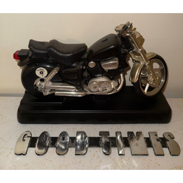 Vintage Style Motorcycle Alarm Clock For Desk, Shelf Or Office Stating "Good Times"
