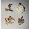 Image 2 : Stamped 10K Yellow Gold Jewelry Charms (3 )w/ Genuine Ivory Rose Pendant 