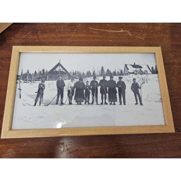 Three Framed Black and White Vintage Hockey Photos