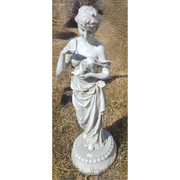 Outdoor Resin Statue of Woman w/ Bird 8 W, 23 T
