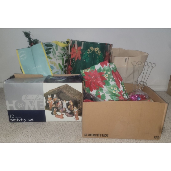 Twelve Piece Nativity Set & Assortment of Christmas Decorations