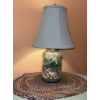 Image 4 : Round Painted Wood Table and Glass Seashell Lamp
