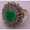 Image 5 : 14k Yellow Gold Ring w/ Jadeite Centre Stone and Diamonds - Weighs 9.3g 