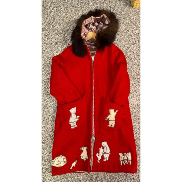 1970s Handmade Navajo Wool Parka w/ Genuine Fur Trim - Size M - Meant For Subzero Temps