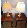 Image 1 : Quality Carved Mahogany Ball & Claw  Side/End Tables  with Two Crystal Lamps