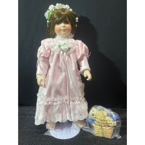Hamilton Collection "Picnic With Teddy" Porcelain Doll