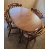 Image 2 : Wood Oval Kitchen Table 47 w  34 d 29 1/2 h & Chairs 18 w 32 h, additional leaf also included