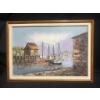 Image 1 : Framed Oil Painting Depicting a Harbor Scene, Signed W. Jones