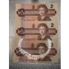 Image 2 : 3x 1986 Canadian $2 Bills 3189462/ 3189463/3189464