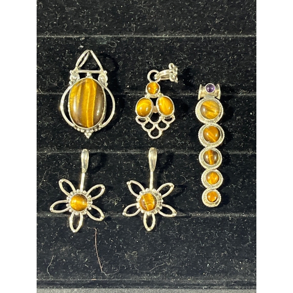 Collection of Tigers Eye Stone Pendants