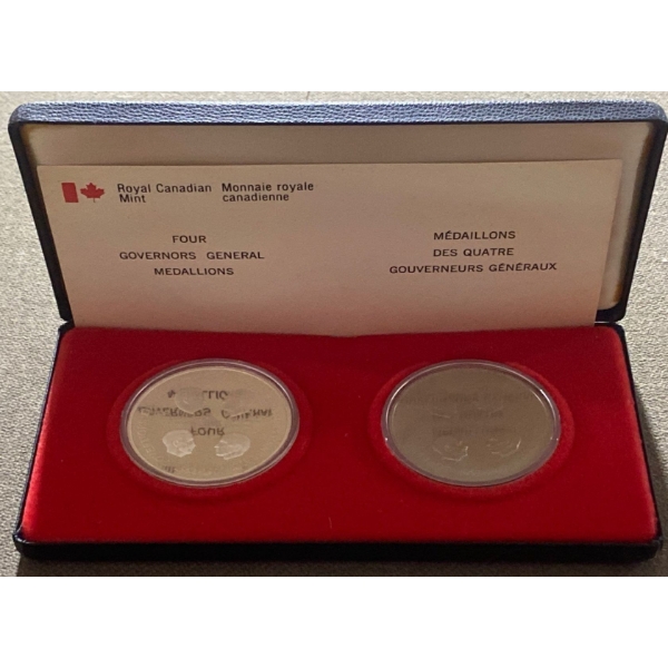 1977 Canadian Four Governors General Medallions Set 1.56 Ounces of 92.5% Silver